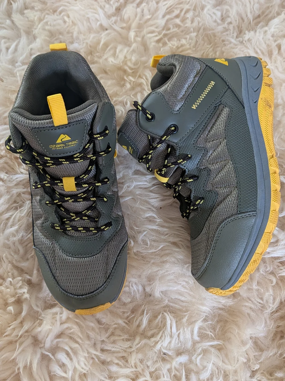 Ozark Trail Men's Gray and Yellow Trail Boots